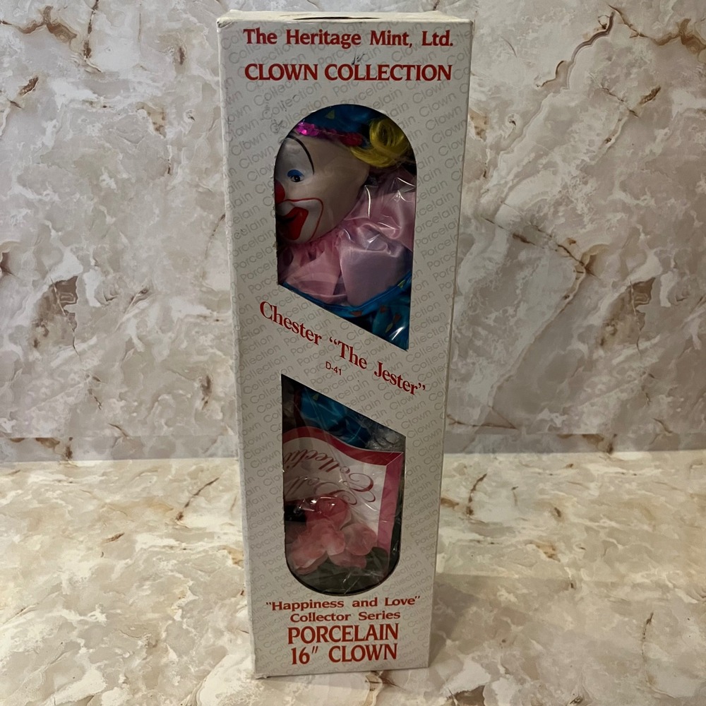 Heritage Mint Chester The Jester 16 Inch Porcelain Clown Doll 1989 D-41 NIB